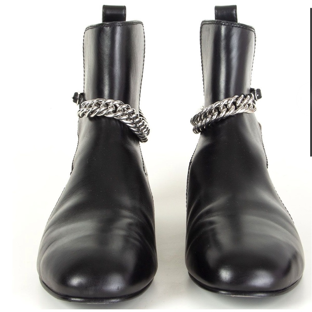 Alexander Wang Iggy ankle boots black
leather Rhodium chains 40.5/9-9.5 $795